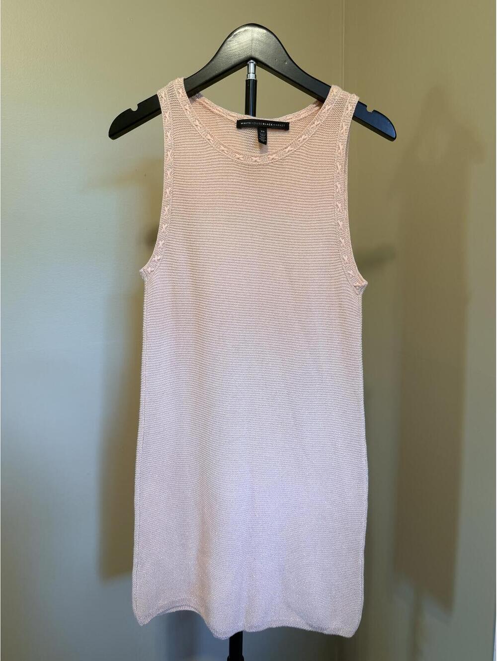 White House Black Market Shimmer Knit Sweater Tank Dress XS Blush Sleeveless